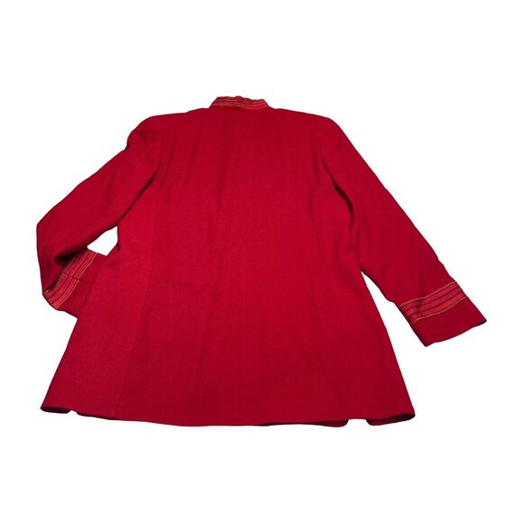 Rafaella Jacket Women's 12 Red 100% Wool Half-Button Open Front Long Sleeve - Picture 3 of 9